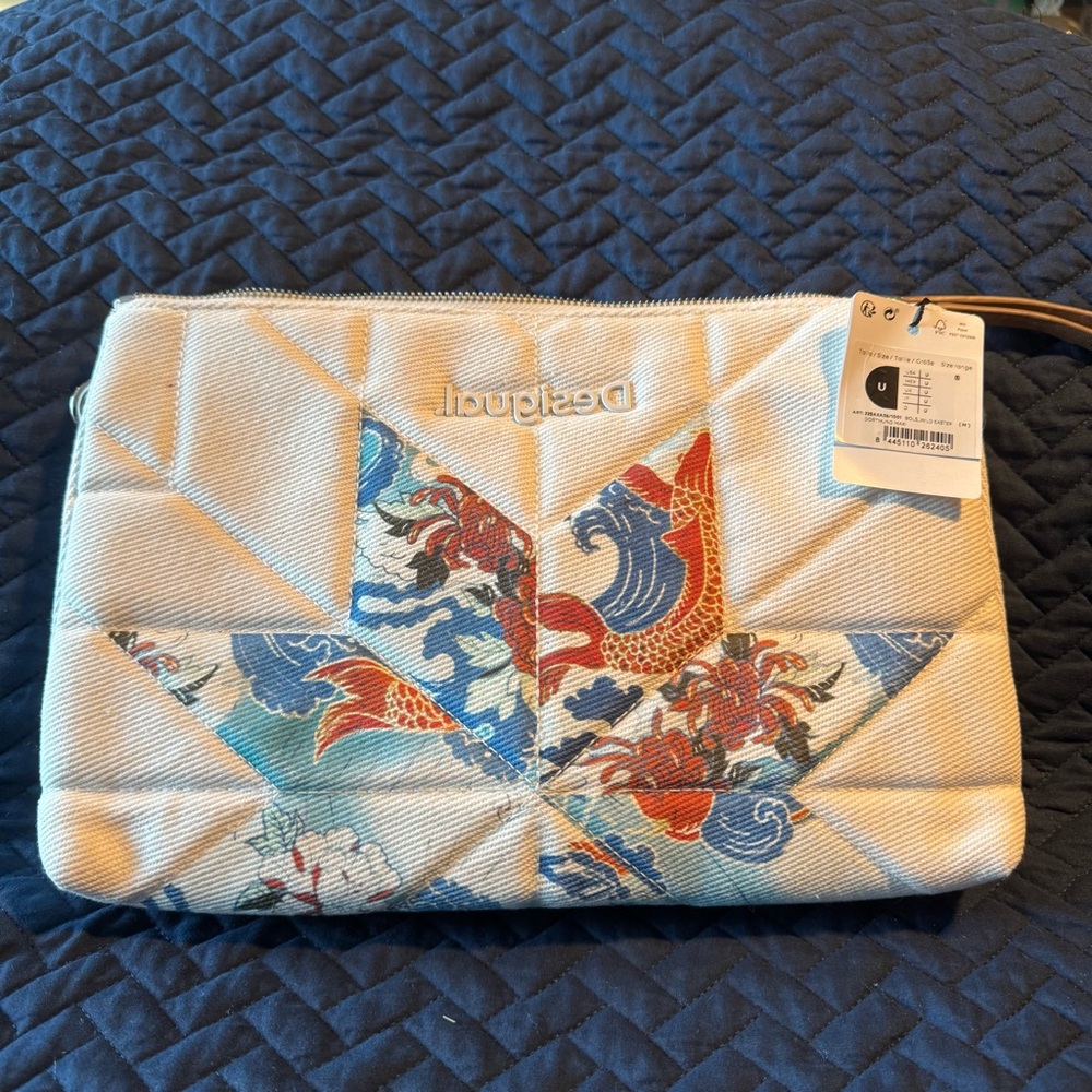 Desigual Cream and Blue Cosmetic Bag